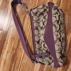 Coach Purple and Brown Bag with Signature Pattern